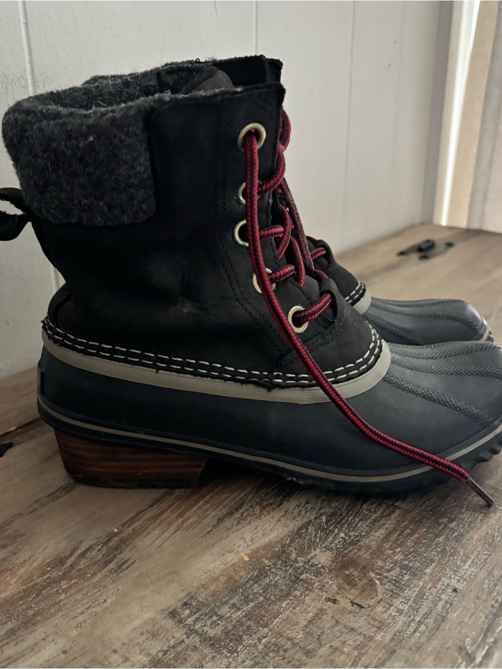 Sorel Womens 7.5 Slimpack Lace II Winter Boot Black Waterproof EUC